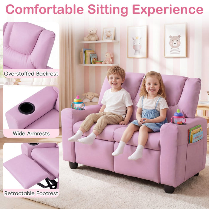 Kids Loveseat Recliner Double Toddler with Cup Holders