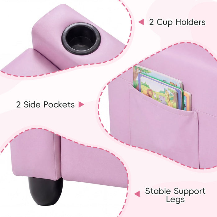 Kids Loveseat Recliner Double Toddler with Cup Holders