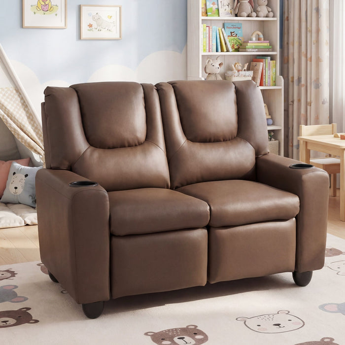 Kids Loveseat Recliner Double Toddler with Cup Holders