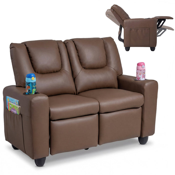 Kids Loveseat Recliner Double Toddler with Cup Holders