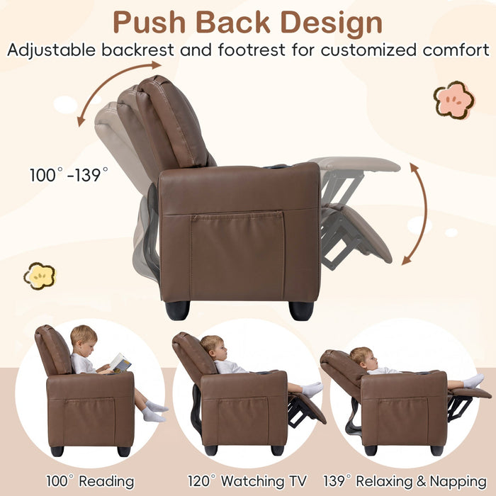 Kids Loveseat Recliner Double Toddler with Cup Holders