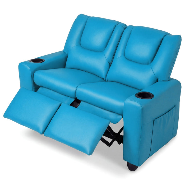 Kids Loveseat Recliner Double Toddler with Cup Holders
