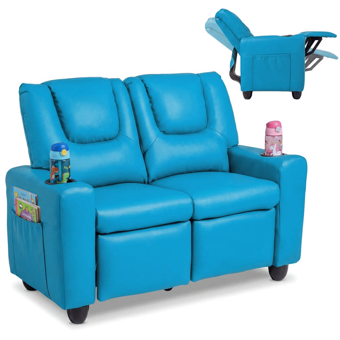 Kids Loveseat Recliner Double Toddler with Cup Holders