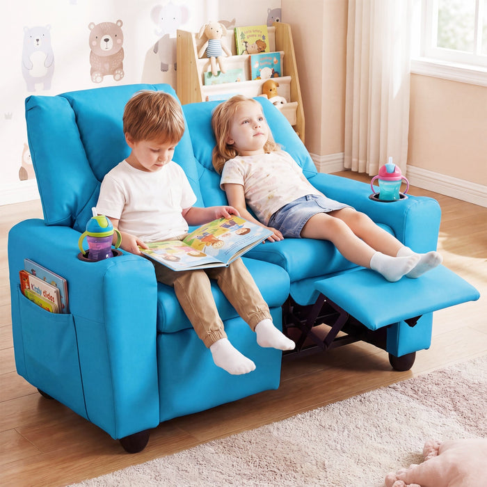 Kids Loveseat Recliner Double Toddler with Cup Holders