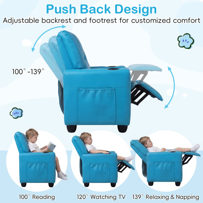 Kids Loveseat Recliner Double Toddler with Cup Holders
