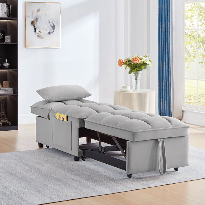 4 in 1 Multi-Function Single Sofa/Chair Bed with Storage Pockets
