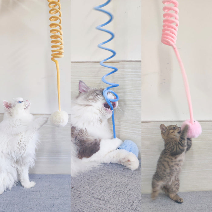 Cat Spring Rabbit Hair Ball Interactive Play Toys