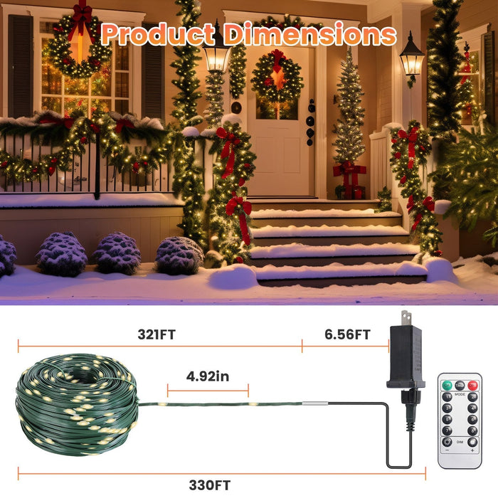 330FT 1000LED Christmas String Lights | Waterproof Outdoor with Remote & 8 Modes