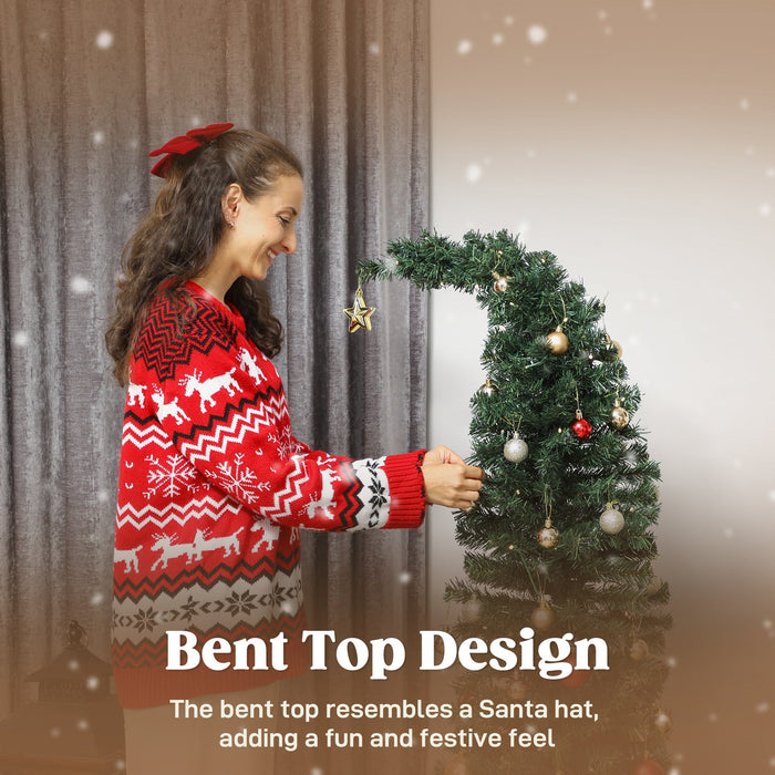 5 Ft Pre-lit Bent Top Christmas Tree with 300 LEDs