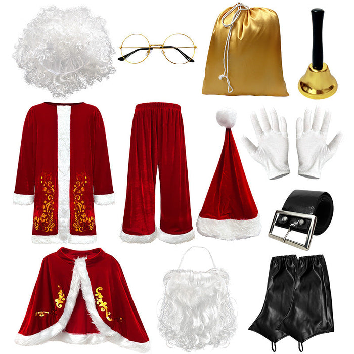 Gold-Embossed Deluxe Santa Claus Costume Set XL