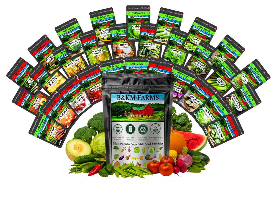 20-50 Varieties - Heirloom Vegetable & Herb Seed Vaults – USA Grown, Non-GMO - 10,000-50,000 Seeds