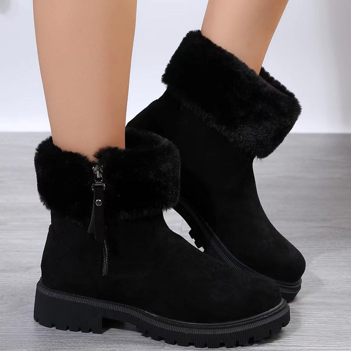 Warm Plush Side-Zipper Winter Snow Boots for Women