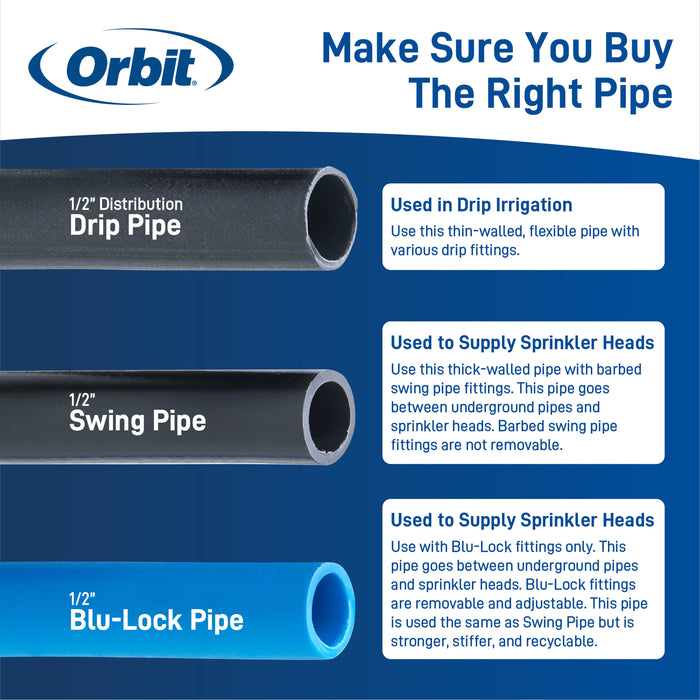 1/2" x 100' Drip Blank Distribution Tubing Black