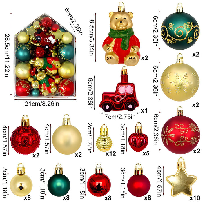 Festive 72-Piece Christmas Tree Ornament & Decoration Set