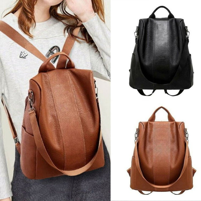 Sizzling Anti-Theft Vintage Style PU Leather Backpacks for Teenager Girls