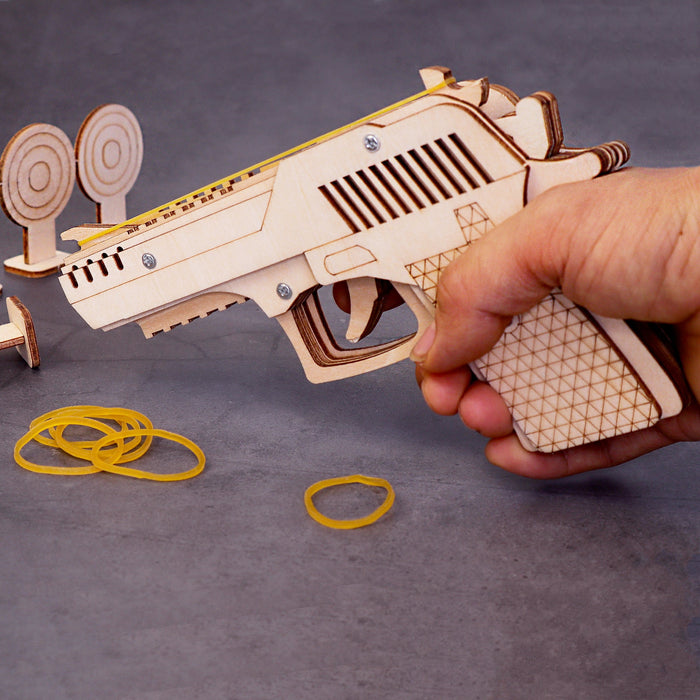 DIY Kit Rubber Band Launcher, Fun Wooden Craft Toy