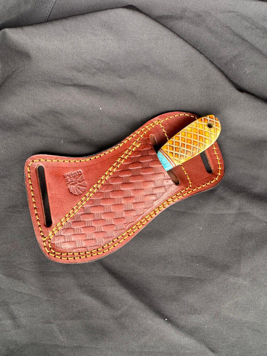 Titan "Amber Turquoise" Damascus Gut-Hook Skinner TIK-009