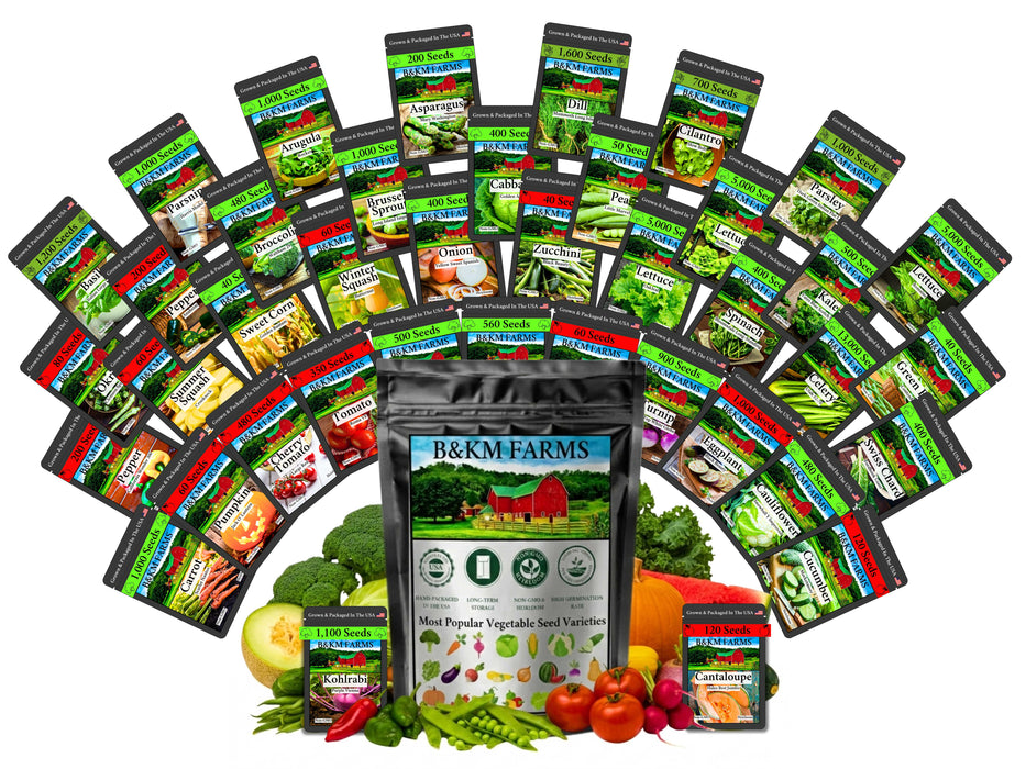 20-50 Varieties - Heirloom Vegetable & Herb Seed Vaults – USA Grown, Non-GMO - 10,000-50,000 Seeds