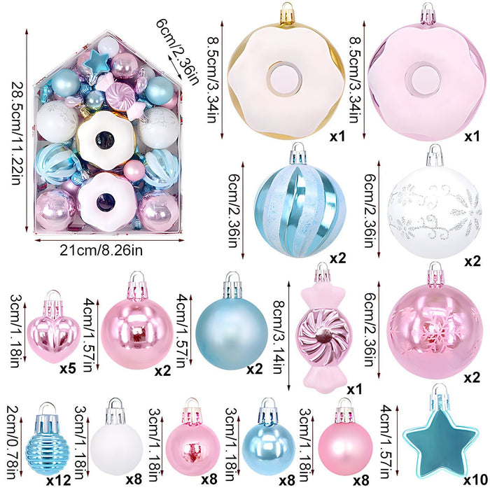 Festive 72-Piece Christmas Tree Ornament & Decoration Set