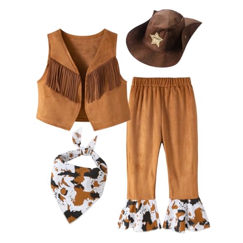 Toddler Girls Brown Western Cowgirl Clothing Set