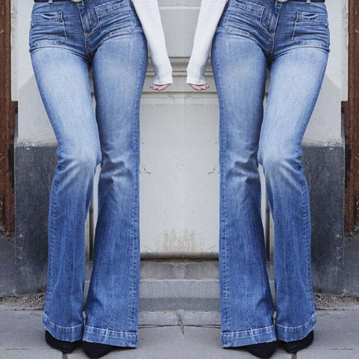 Cowgirl Chic Mid-Waist Micro-Flare Denim Jeans