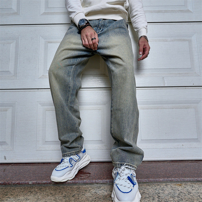 Loose-fitting Casual Blue Straight-leg Jeans