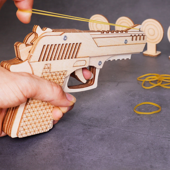 DIY Kit Rubber Band Launcher, Fun Wooden Craft Toy