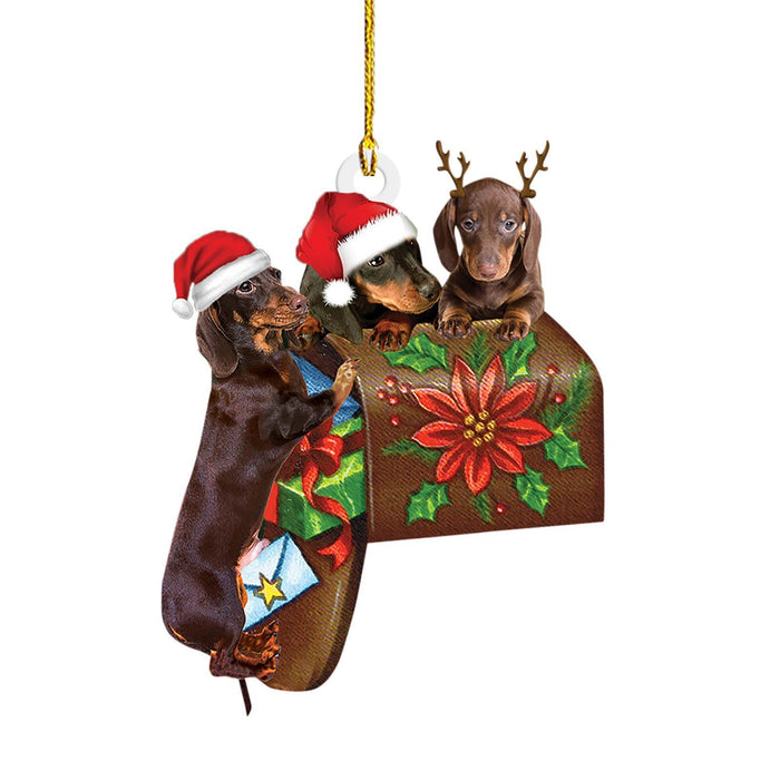 Festive Dachshund Acrylic Christmas Ornaments