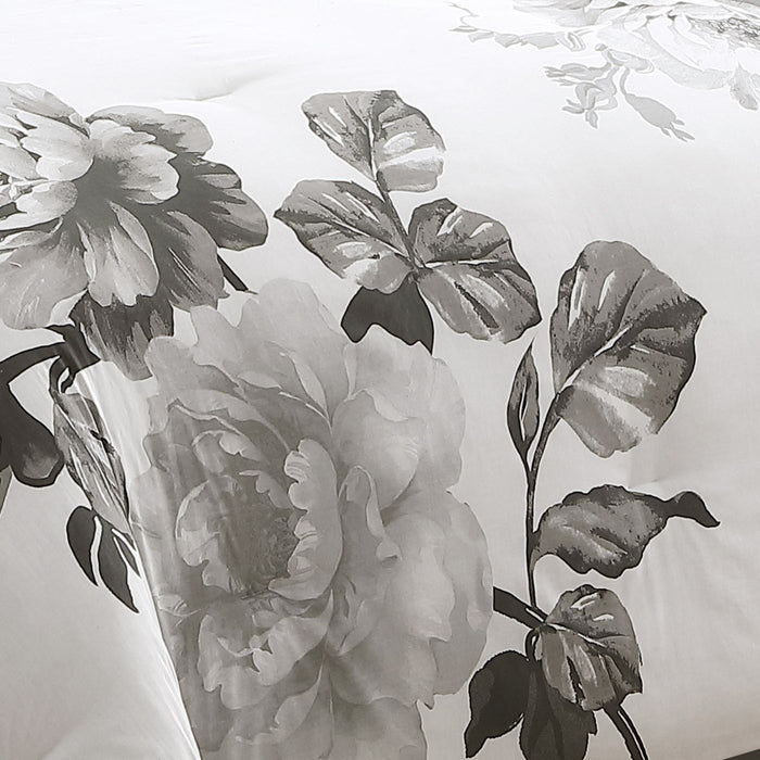 Ridgely 7 Pc Watercolor Black and White Floral Comforter Set