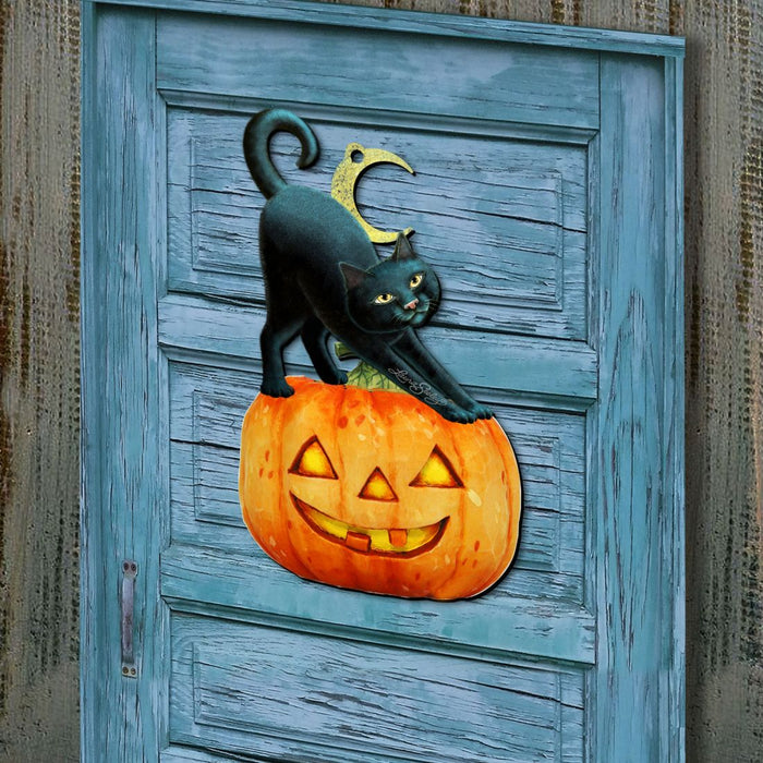 Spooky Halloween Cat Door Decor by Laura Seeley -  Halloween Decor