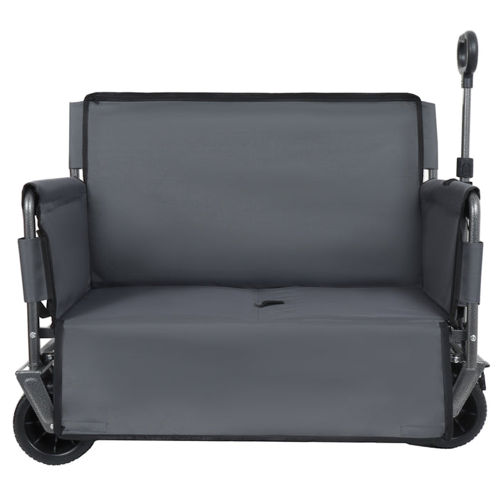 3-in-1 Convertible Folding Wagon Cart with Bench Seat & Storage