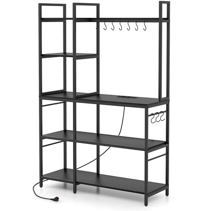 5-Tier Bakers Rack with Power Outlets and 10 S-Hooks