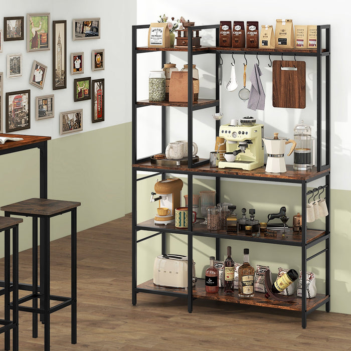 5-Tier Bakers Rack with Power Outlets and 10 S-Hooks