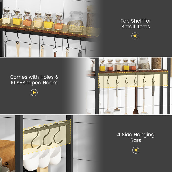5-Tier Bakers Rack with Power Outlets and 10 S-Hooks