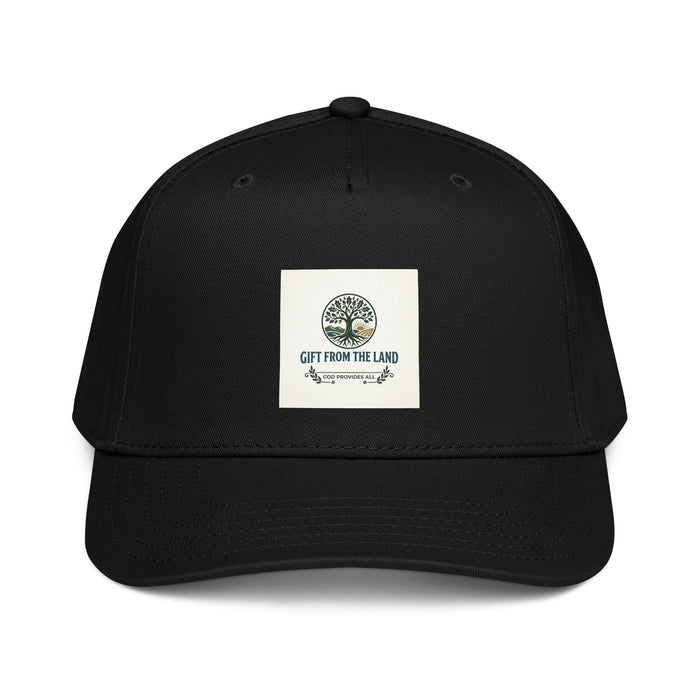 Gift From The Land logo 5-panel mid-profile cap with adjustable snap closure and contoured fit