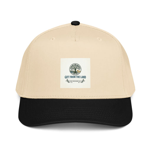 Gift From The Land logo cap with 5-panel design and adjustable snap closure