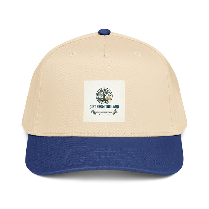 Gift From The Land logo cap with contoured front panel and adjustable snap closure
