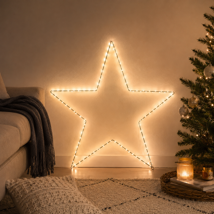 Large Lighted Star with 120 LED Warm White Fairy Lights