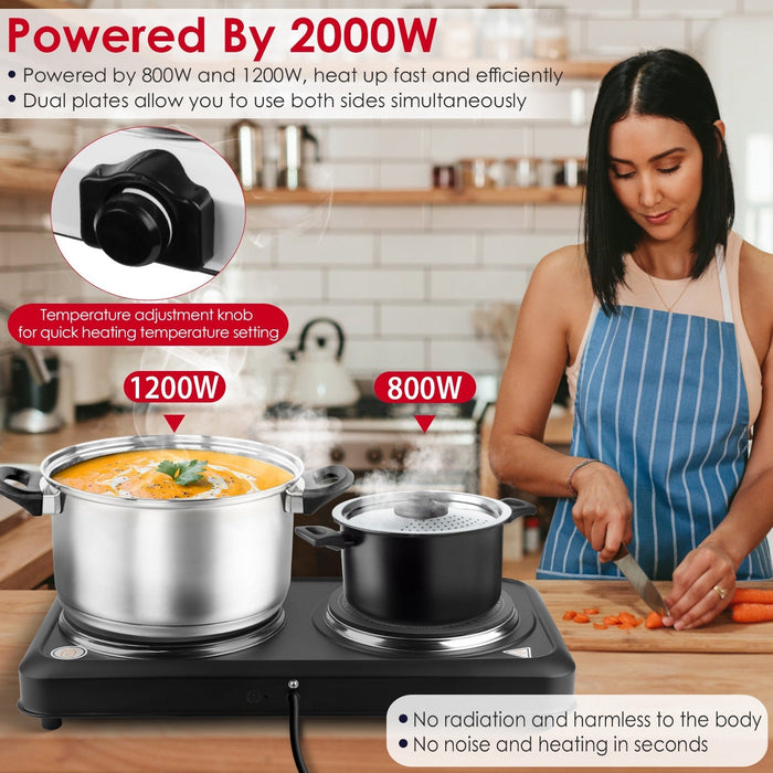 2000W Electric Infrared Dual Burner Portable Heating Hot Plate