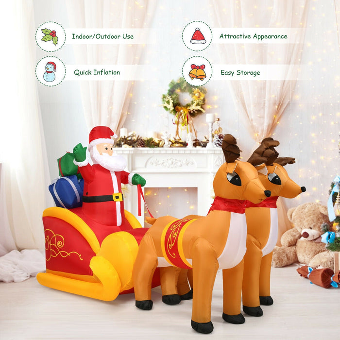7.5 Feet Waterproof Inflatable Santa with Deer and Sled