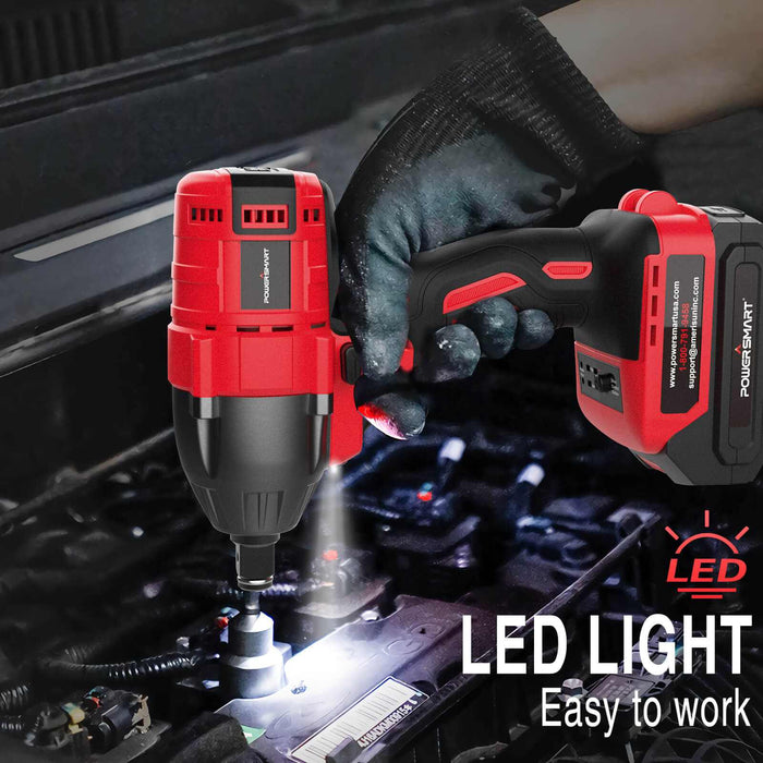 20V Cordless Brushless Impact Wrench Kit - 265 Ft-Lbs, Includes 4.0Ah Battery, Charger & 5 Sockets (PS76142B)