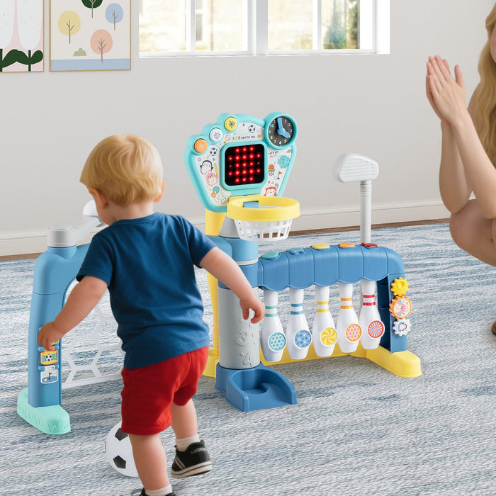 5 in 1 Toddler Sports Toy with Adjustable Basketball Hoop