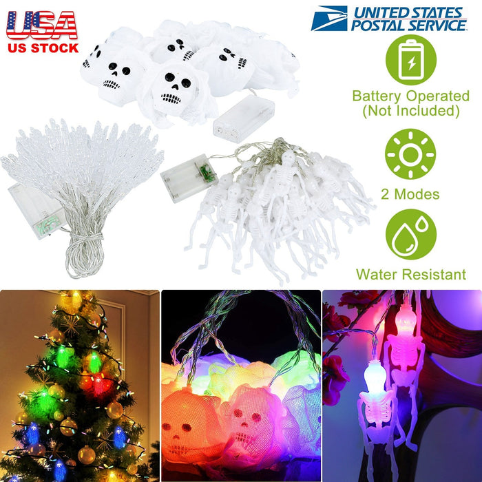 3Pcs Halloween Light Decorations Total 50 LEDs 24ft Halloween String Lights