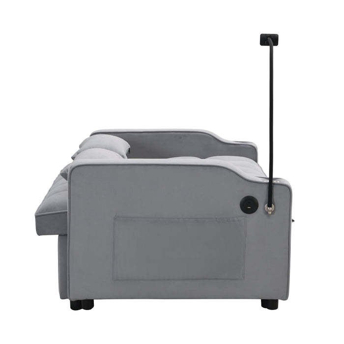 Modern Velvet Loveseat Sofa Couch with Pullout Bed