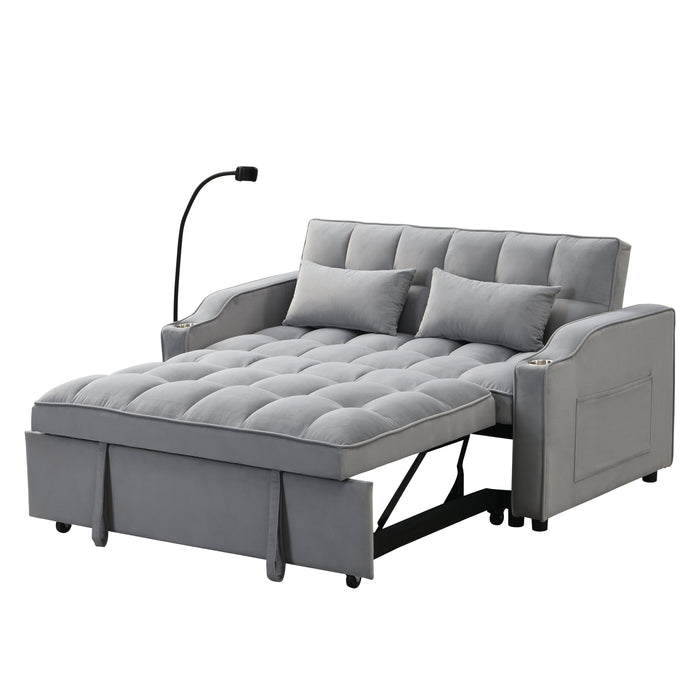 Modern Velvet Loveseat Sofa Couch with Pullout Bed