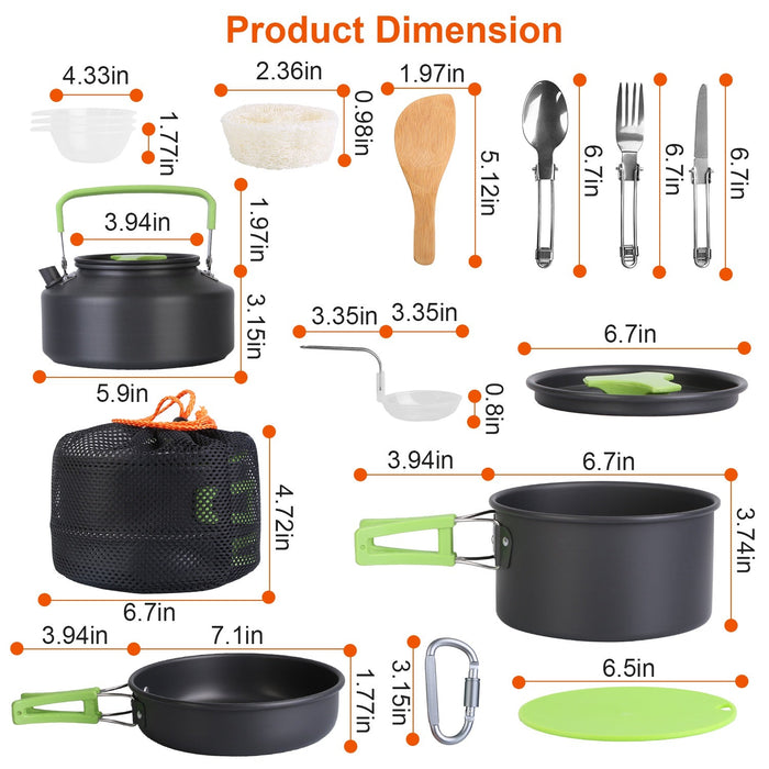 16-Piece Premium Camping Cookware & Utensil Set