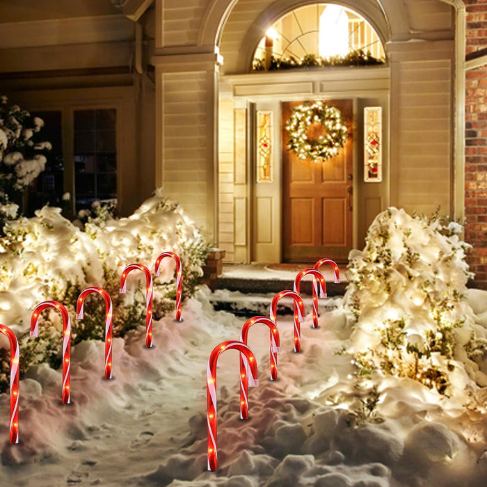 45 LED 4 Ft. Candy Cane Solar-Powered String Light Set-Christmas Decor