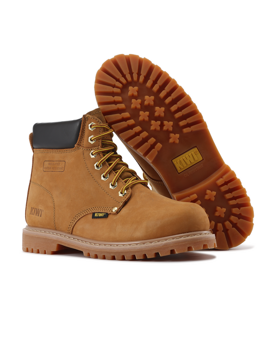 Kiwi Premium Wheat Nubuck 6" Water Resistant Work Boots