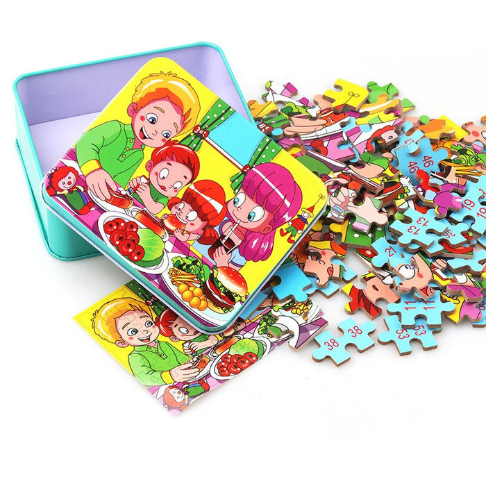 80PCS Wooden Educational Jigsaw Puzzles