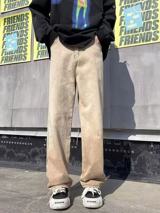 Men's Full Size Vintage Wash Wide Leg Jeans